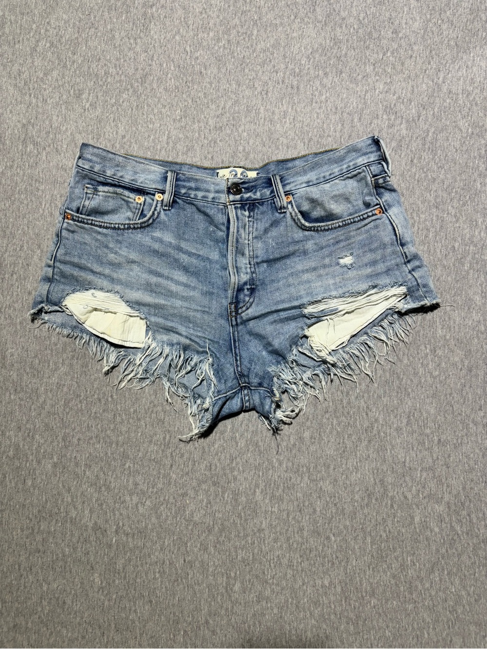 We The Free Light Blue Distressed Denim Cutoff Shorts